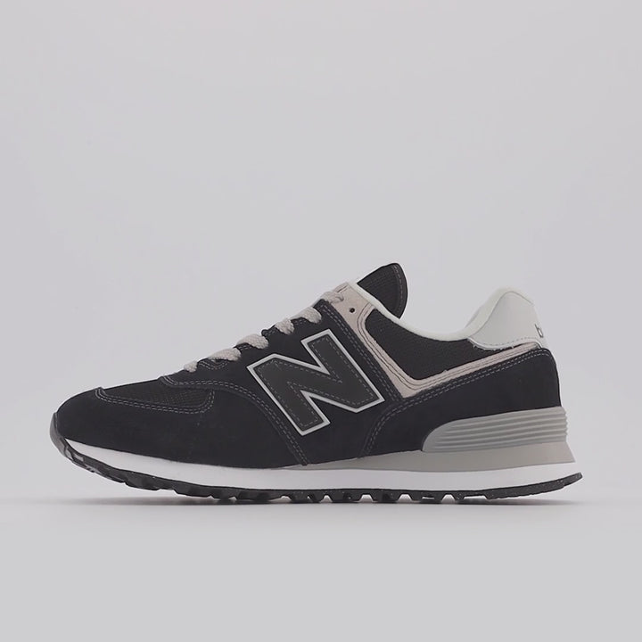 Men's Wide Fit New Balance  ML574EVB Running Sneakers - Exclusive - Black/White