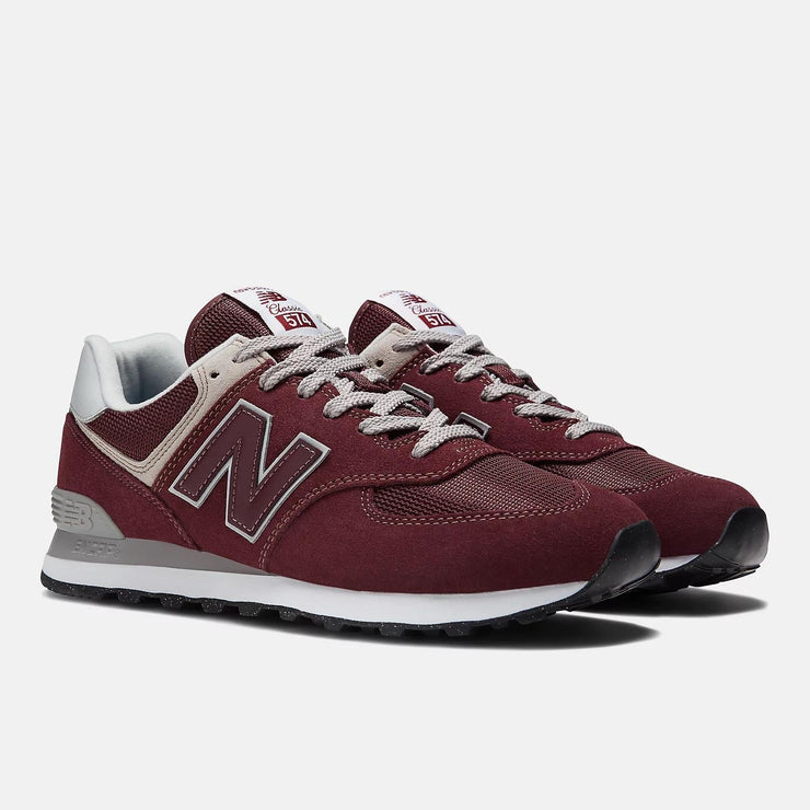 Men's Wide Fit New Balance  ML574EVM Running Trainers - Exclusive - Burgundy/White