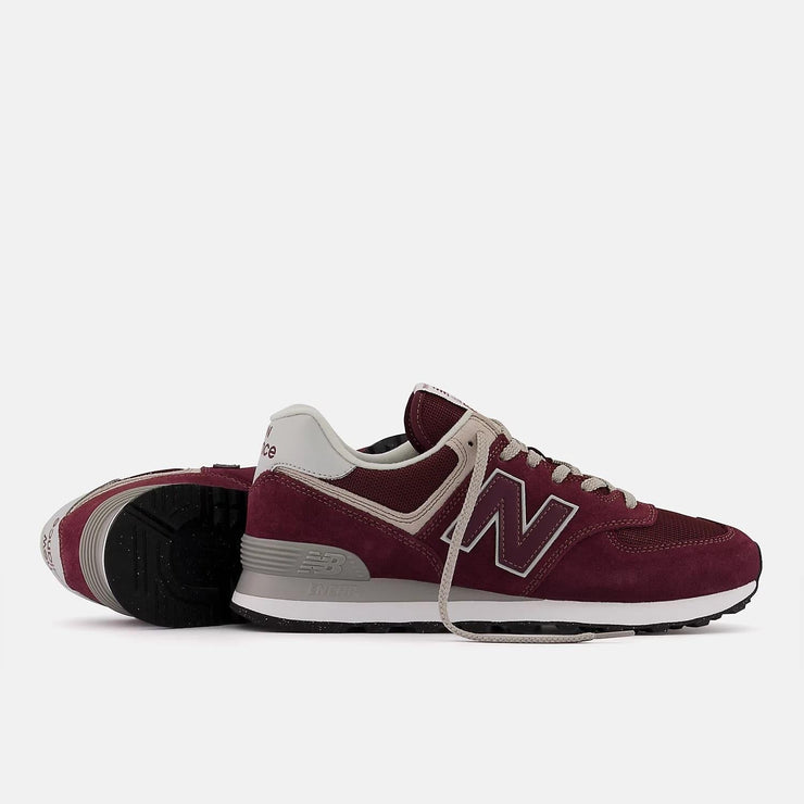 Men's Wide Fit New Balance  ML574EVM Running Sneakers - Exclusive - Burgundy/White
