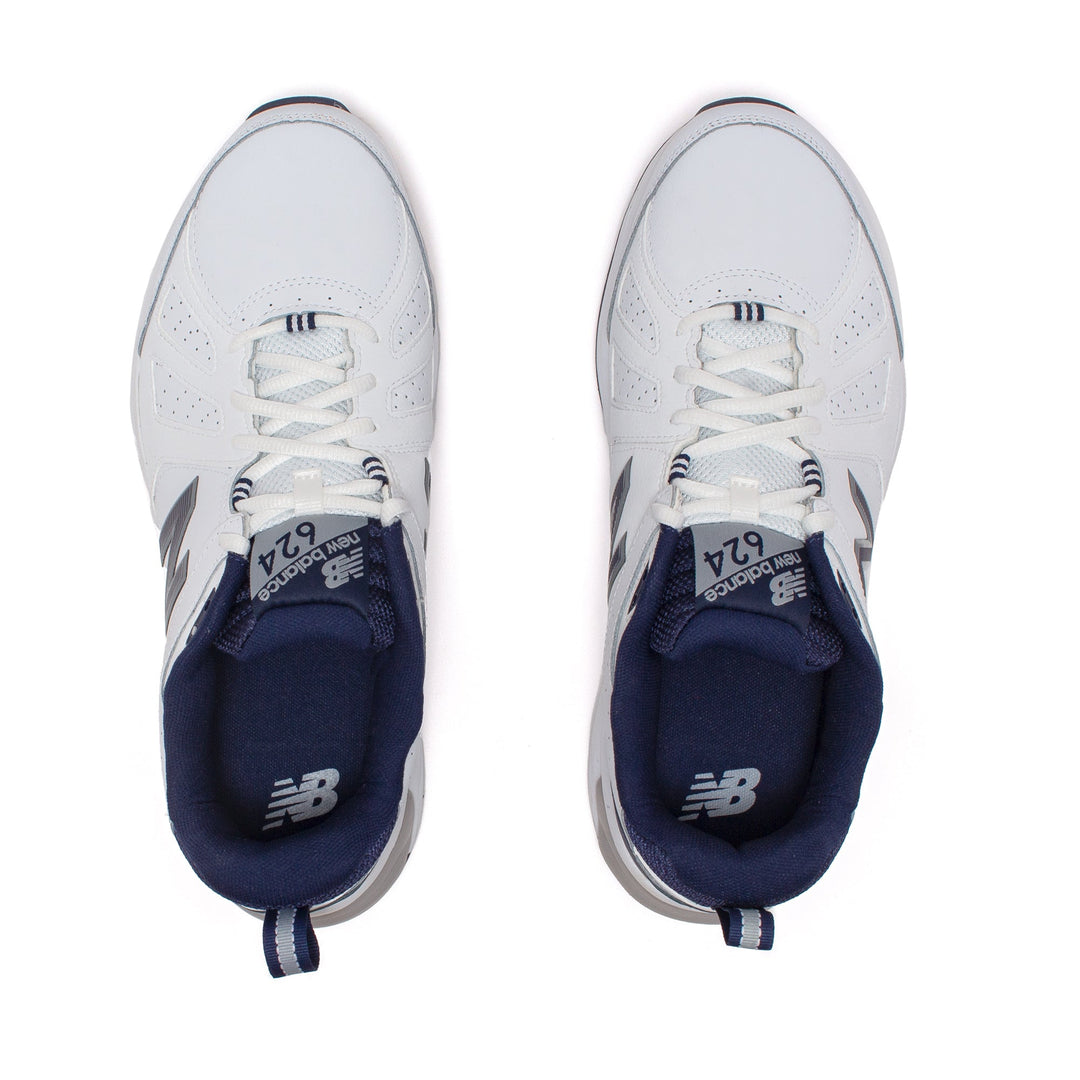 New Balance Mens Wide Fit 624V5 Sneakers- White (2E 4E 6E Width) ABZORB