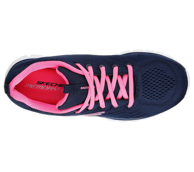 Womens Wide Fit Skechers 12615 Walking Sneakers - Navy/Hot Pink