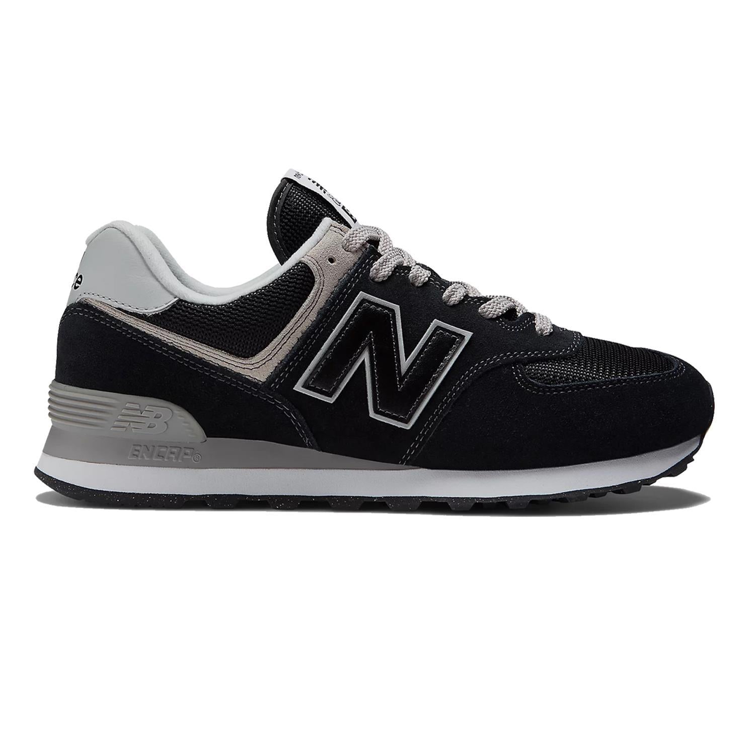 Men s Wide Fit New Balance ML574EVB Running Sneakers Exclusive Black White New Balance Wide Fit Shoes Wide Fit Shoes US