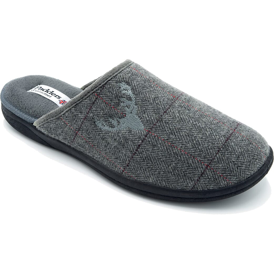 Mens Wide Fit Padders Stag Mule Slippers